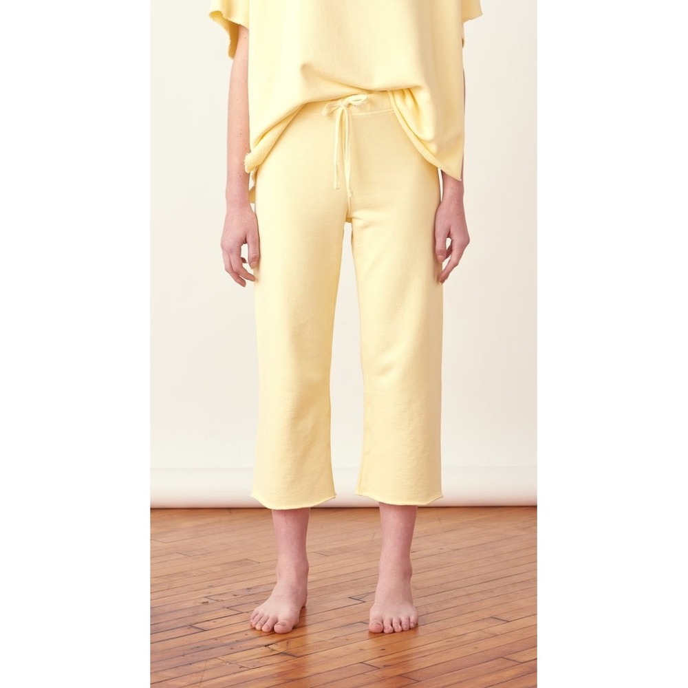 Frank & Eileen Cropped Wide Leg Sweatpants Womens M Yellow LAB634TF Raw Hem